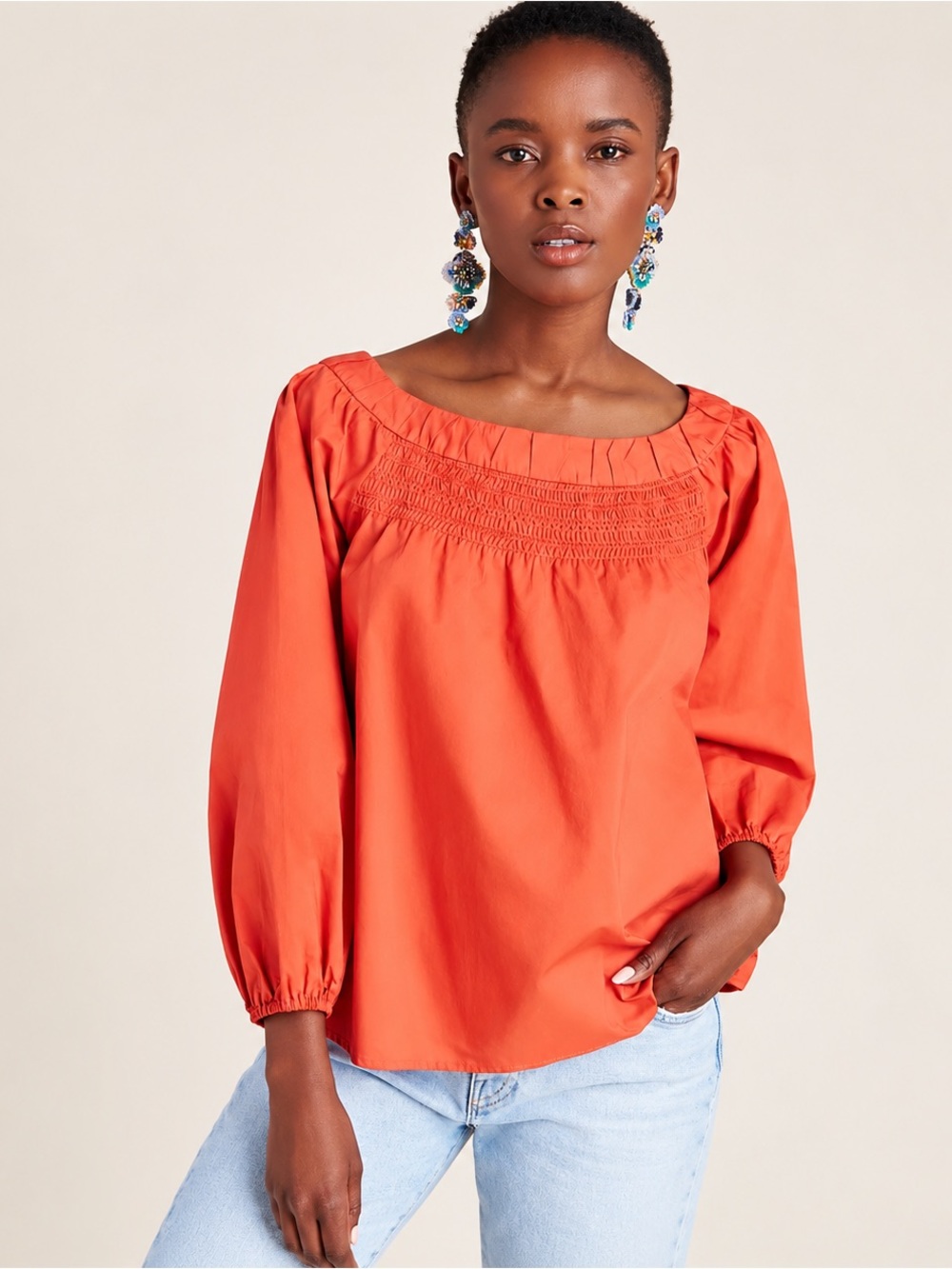 Maeve Anthropologie Jessie Smocked Swing Blouse
